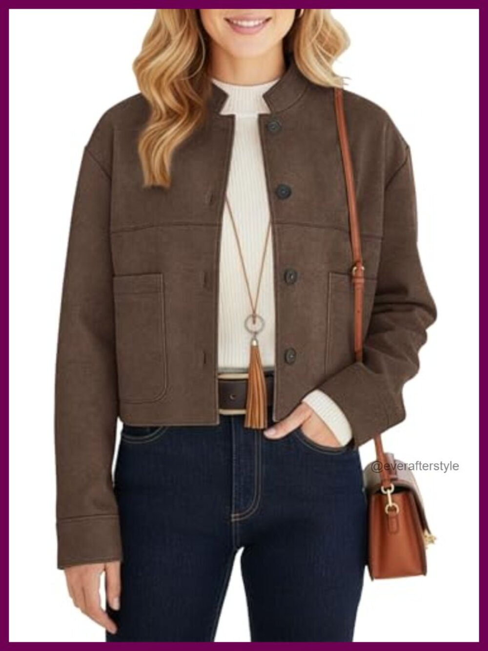 Faux Suede Cropped Bomber Jacket Aviator Lightweight Outerwear
